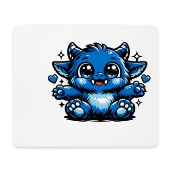 Blauer Kuschel-Drachen Comicstil - Mousepad (Querformat) - Weiß - Vorne