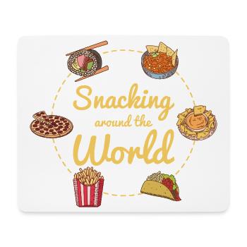 Snacking Around The World Food Travel Motif - Mouse Pad (horizontal) - white - Front