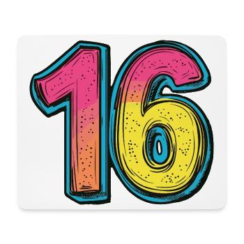 16 Zahl Bunt - Mousepad (Querformat) - Weiß - Vorne