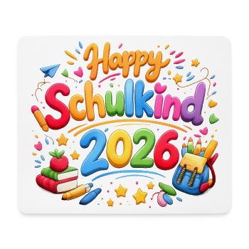 Happy Schulkind 2026 Einschulung Geschenk - Mousepad (Querformat) - Weiß - Vorne