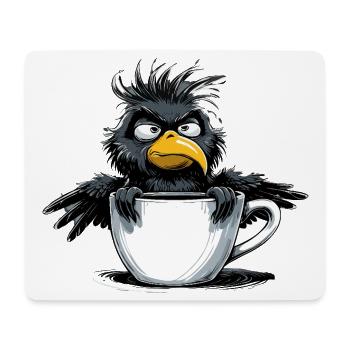 Morning grouch coffee no desire raven bad mood - Mouse Pad (horizontal) - white - Front