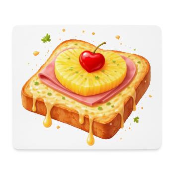 Toast avec ananas et cerise illustration - Tapis de souris (format paysage) - blanc - Devant