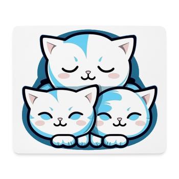 Trois chats Kawaii - Bébé - Chat - Tapis de souris (format paysage) - blanc - Devant