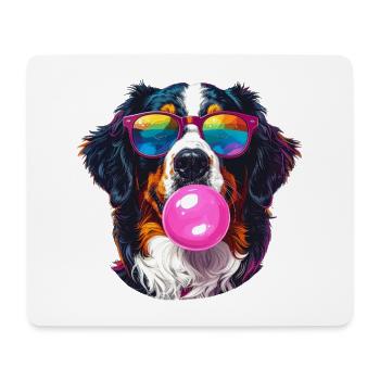 Colorful Bernese Sennenhun with bubblegum sunglasses - Mouse Pad (horizontal) - white - Front