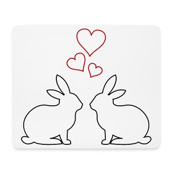 Cœurs de Lapin - Tapis de souris (format paysage) - blanc - Devant