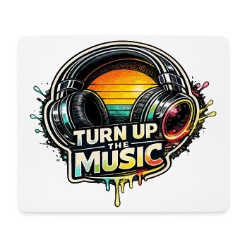 TURN UP THE MUSIC Headphones Retro Music Motif - Mouse Pad (horizontal) - white - Front