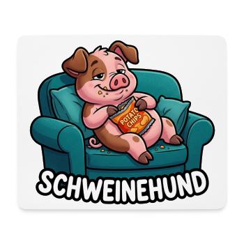 Schweinehund Faules Schwein Auf Der Couch - Mousepad (Querformat) - Weiß - Vorne