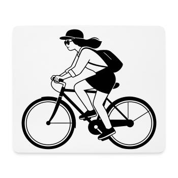 Hipster-Mädchen auf dem Fahrrad - Mousepad (Querformat) - Weiß - Vorne