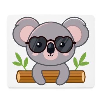 Schicker Koala auf Baumstamm mit Brille - Mousepad (Querformat) - Weiß - Vorne