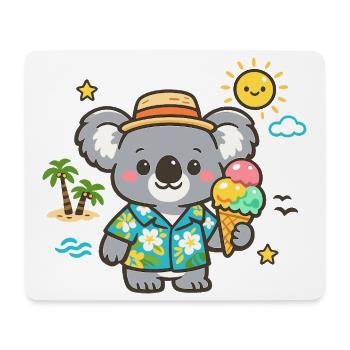 Koala im Hawaii-Hemd mit Eiscreme - Mouse Pad (horizontal) - white - Front