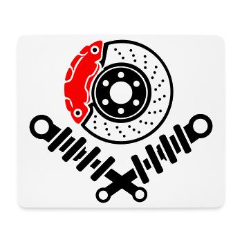 Fahrwerk Tuning Bremsscheibe und Stoßdämpfer - Mousepad (Querformat) - Weiß - Vorne