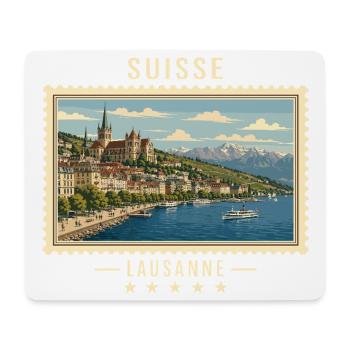 Schweiz Lausanne Vintage Reisemarke - Mousepad (Querformat) - Weiß - Vorne
