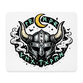 Mondhorn Viking Helm Runen - Mousepad (Querformat) - Weiß - Vorne