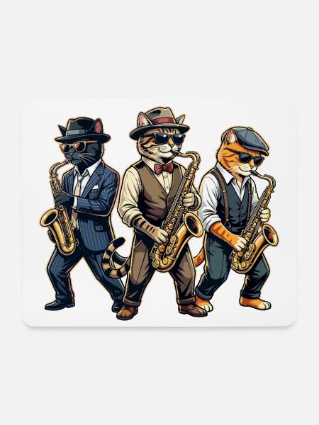 Saxophon, Saxophonist, Jazz, Saxofon - Mousepad (Querformat) - Weiß