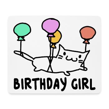 Katze mit Ballons Birthday Girl Geschenk - Mousepad (Querformat) - Weiß - Vorne