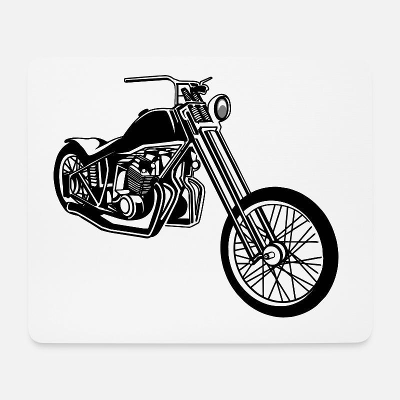Chopper / Bobber Motorrad 01_schwarz - Mousepad (Querformat) - Weiß