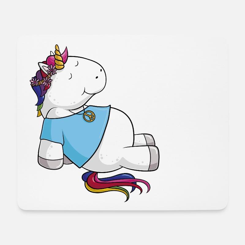 Hippie Unicorn cartoon - Mouse Pad (horizontal) - white