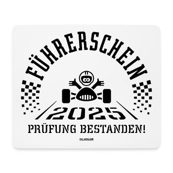 Führerschein 2025 – Fahrprüfung Bestanden! (Black) - Mousepad (Querformat) - Weiß - Vorne