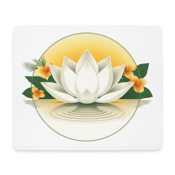 Weiße Lotusblume - Florales Sommerdesign - Mousepad (Querformat) - Weiß - Vorne