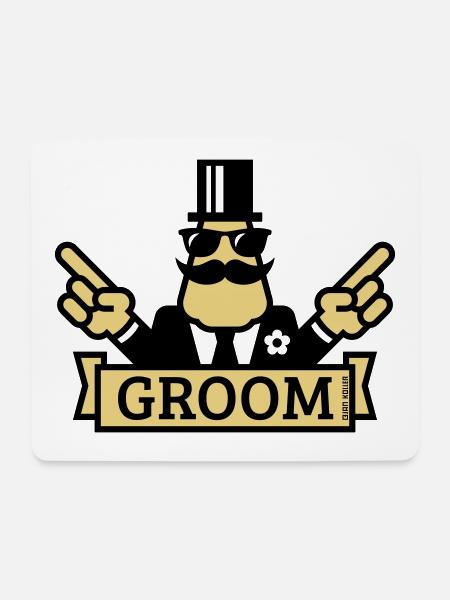 Pointing Groom (Polterabend / JGA / 2C) - Mousepad (Querformat) - Weiß