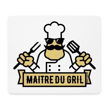 Maître Du Gril (Griller / Barbecue / BBQ / 2C) - Tapis de souris (format paysage) - blanc - Devant