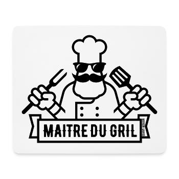 Maître Du Gril (Griller / Barbecue / BBQ / 1C) - Tapis de souris (format paysage) - blanc - Devant