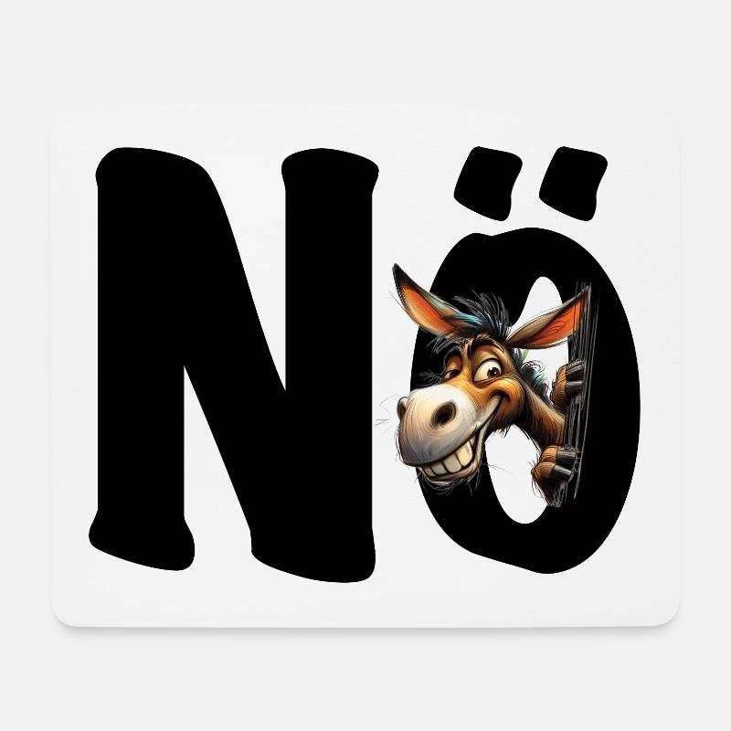 Nö - Nein - Nope - grinsender Esel Pferd - Mousepad (Querformat) - Weiß