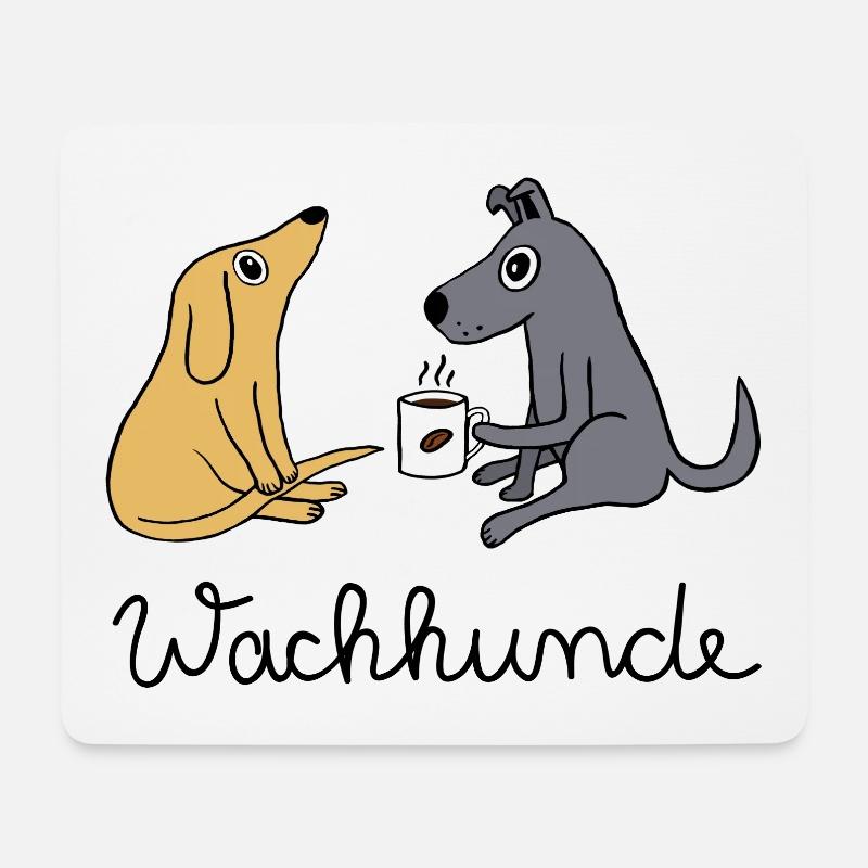 Wachhunde - Nur wach mit Kaffee - Mousepad (Querformat) - Weiß