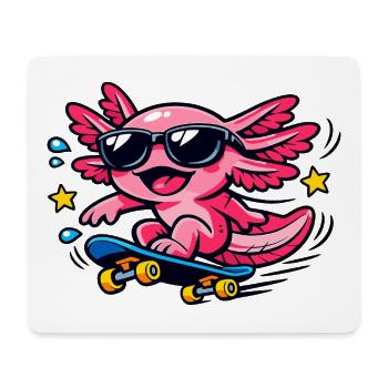 Pink Axolotl Skater with Sunglasses - Mouse Pad (horizontal) - white - Front