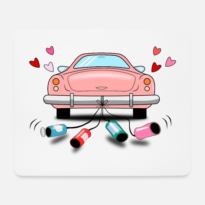 Hochzeitsauto rosa Hochzeit - Mousepad (Querformat) - Weiß