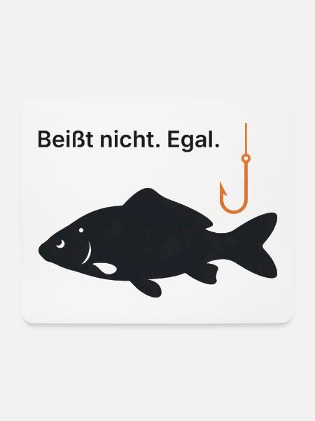 Beißt nicht. Egal. - Angler Geschenk Angeln - Mousepad (Querformat) - Weiß