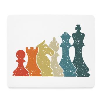 Vintage Schach Grafik Schachfiguren Schachspieler - Mousepad (Querformat) - Weiß - Vorne