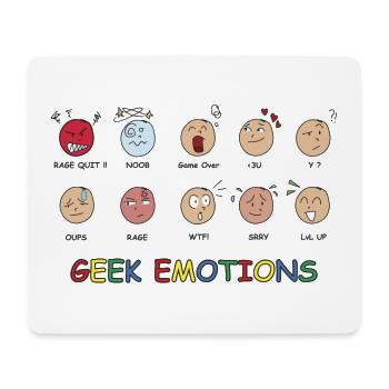 GEEK EMOTIONS - BLACK Text - Mouse Pad (horizontal) - white - Front