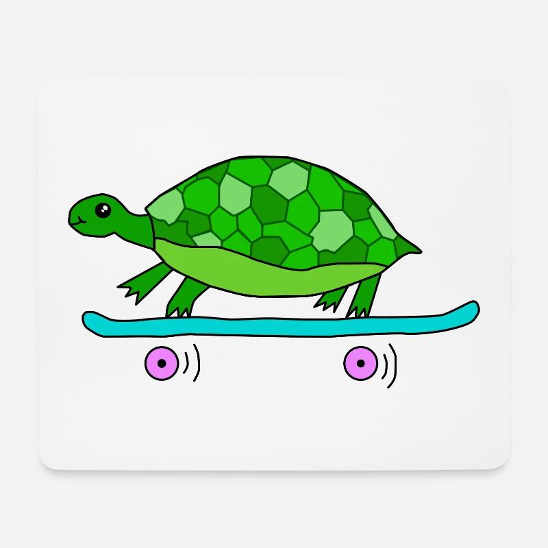 Schildkröte fährt Skateboard - Mousepad (Querformat) - Weiß