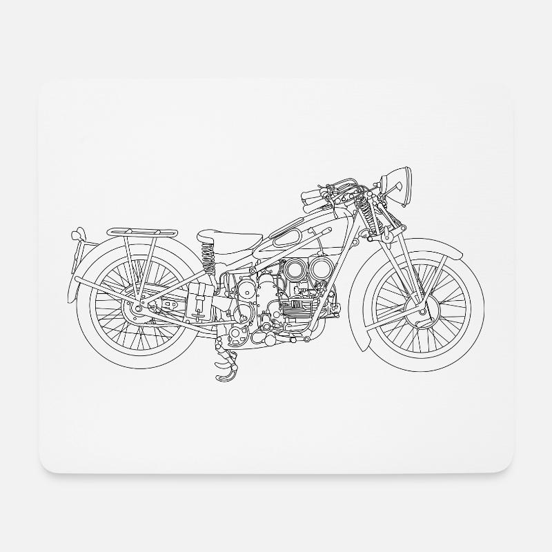 Retro Motorrad - Mousepad (Querformat) - Weiß