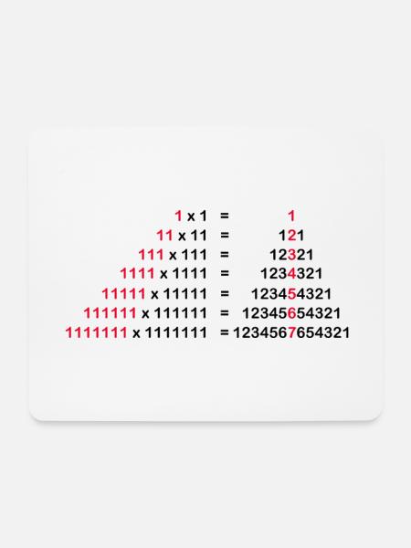 1x1 ZAHLEN MATHEMATIK PALINDROM MULTIPLIKATION 1^2 - Mousepad (Querformat) - Weiß