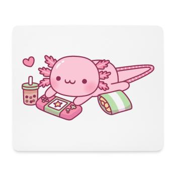 Süßer Axolotl Relax Gamer - Mousepad (Querformat) - Weiß - Vorne