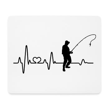 Herzschlag Angler Angelrute angeln Geschenkidee - Mousepad (Querformat) - Weiß - Vorne