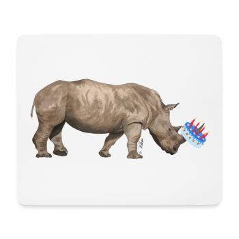 Rhinocéros d'anniversaire - Tapis de souris (format paysage) - blanc - Devant