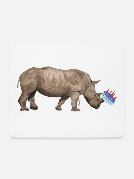 Geburtstags-Nashorn - Mousepad (Querformat) - Weiß