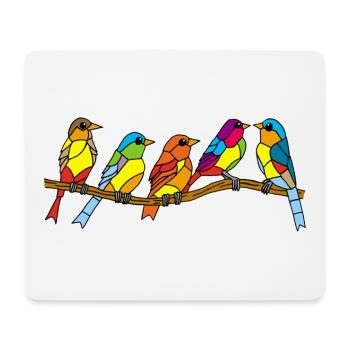 Vögel und Farben - Mousepad (Querformat) - Weiß - Vorne