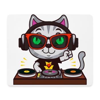 Katze Brille Turntable DJ Disco Club Nachtleben - Mousepad (Querformat) - Weiß - Vorne
