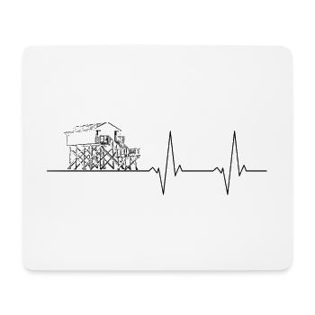 Pulslinie Pfahlbau ohne Text schwarz - Mousepad (Querformat) - Weiß - Vorne