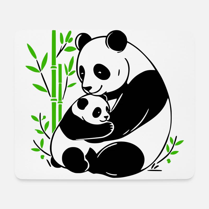 Panda Zärtlichkeit - Mousepad (Querformat) - Weiß