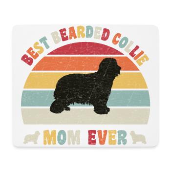 Best Bearded Collie mom ever dog lovers vintage - Mousepad (Querformat) - Weiß - Vorne