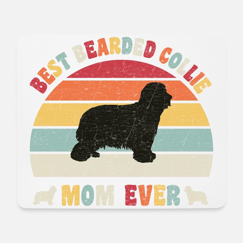 Best Bearded Collie mom ever dog lovers vintage - Mousepad (Querformat) - Weiß