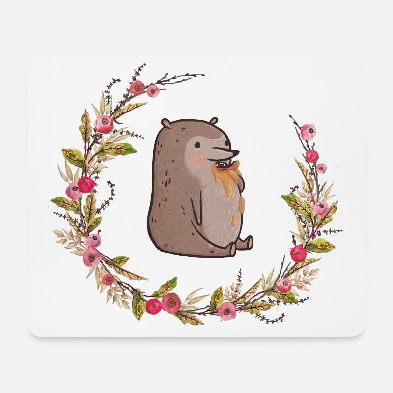 Honigbär mit Johannisbeeren - Mousepad (Querformat) - Weiß