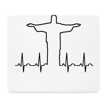 Jesus Christus Herzschlag (schwarz) - Mousepad (Querformat) - Weiß - Vorne