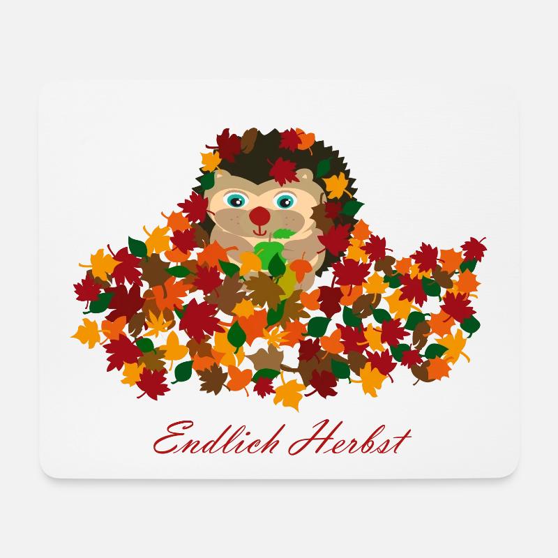 Endlich Herbst Igel Farbenfroh Drachen Geschenk - Mousepad (Querformat) - Weiß