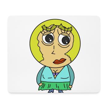 Rundkopf Frau Comicfigur blond Blondine Hübsch wtf - Mousepad (Querformat) - Weiß - Vorne